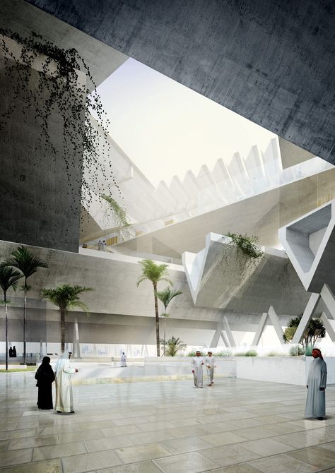 AGi architects' "Floating" Courthouse Wins Second Prize in Qatar Competition,© Poliedro Estudio Architecture Drawing Presentation, Proposal Design, Architectural Competition, Architecture Magazines, Architecture Rendering, Zaha Hadid, Architecture Visualization, Architecture Presentation, Futuristic Architecture