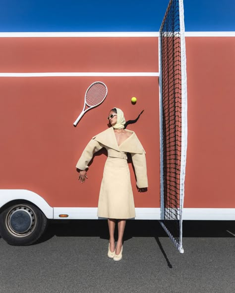 Tennis Court Editorial, July Instagram Post, Tennis Fashion Editorial, Sport Art Direction, Sports Editorial, Y2k Photoshoot, Car Advertising Design, Olympics 2024, Monochromatic Fashion