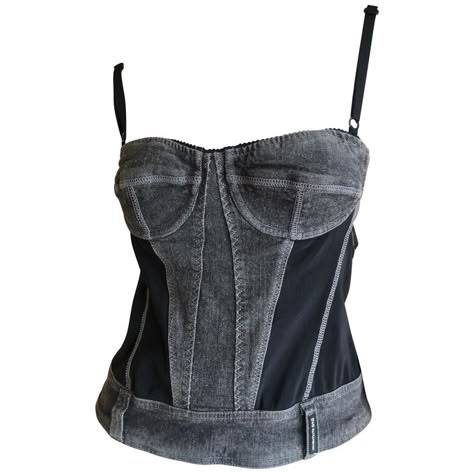 D&g Dolce & Gabbana Vintage Denim Corset Top