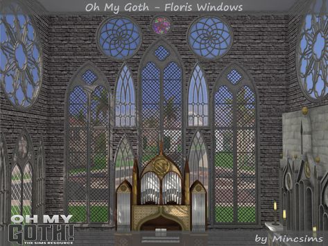 The Sims Resource - Oh My Goth - Floris Windows Windows Sims 4 Cc, Goth Sims 4, Sims 4 Kitchen, Gothic Windows, Tumblr Sims 4, Church Windows, Sims 4 Downloads, Sims 1, Media Wall