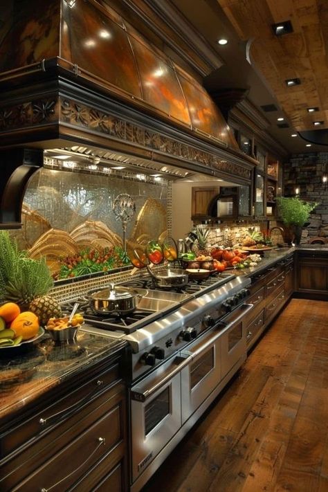 Kitchen Design Backsplash, Tuscan Kitchens, Mansion Kitchen, Kitchen Design Gallery, Grand Kitchen, Fancy Kitchens, Kitchen Interior Design, Tuscan Kitchen, Dream Kitchens Design