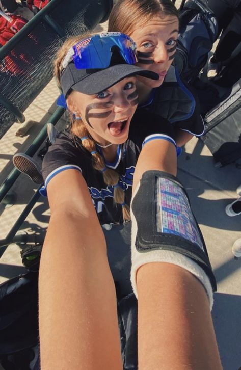 Softball Aesthetic Pictures, Eye Black Softball, Eye Black Designs, Softball Pictures Poses, Softball Photos, Softball Outfits, Softball Season, Softball Hairstyles, Ball Aesthetic