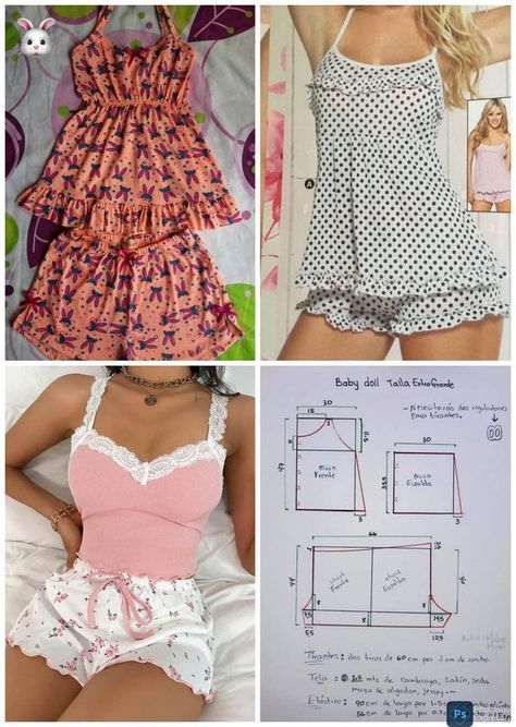 Clothing Pattern Design, Pajama Pattern, Sewing Easy Diy, Fashion Design Patterns, Short Pattern, Bra Pattern, Diy Fashion Clothing, Diy Sewing Clothes, Clothes Sewing Patterns