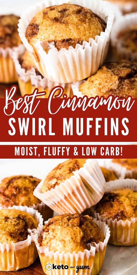 Cinnamon Swirl Muffins, Keto Cinnamon Roll, Coconut Flour Muffins, Keto Muffin Recipe, Almond Flour Muffins, Dinner Recipes Healthy Low Carb, Cinnamon Roll Muffins, Keto Cinnamon, Keto Treats