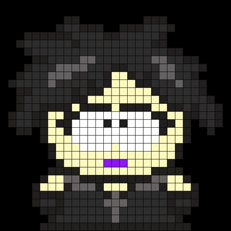 South Park Bead Pattern, Goth Perler Beads, Goth Perler Bead Patterns, South Park Perler Bead Patterns, South Park Kandi, South Park Perler Beads, South Park Perler, Goth Pixel Art, Pin Organization