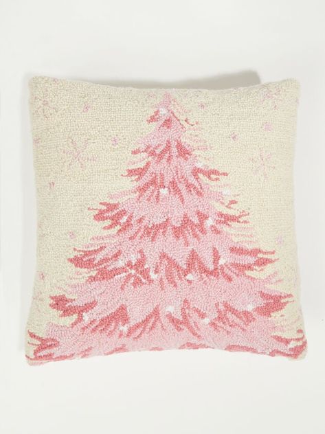 Christmas Tree Pillow | Altar'd State Pink Christmas Bedding, Pink Christmas Pillows, Pink Christmas Decorations Bedroom, Pink Ornaments Christmas Tree, Pink Christmas Room Decor, Preppy Christmas Decor, Pink Christmas Bedroom, A Pink Christmas, Christmas Tree Pillow