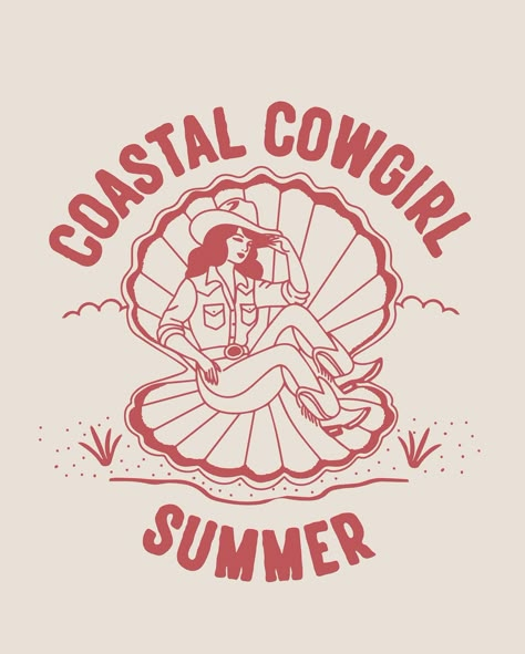 Happy summer solstice y’all! This sweet little coastal cowgirl is available for merch or logo design. Color and text is editable, DM to inquire. 🌵#l [coastalcowgirl, merchdesign, cowgirllogo] Mackenzie Core, Coast Cowgirl, Honey Label Design, Western Brands, Logo Design Color, Cowgirl Design, Cowgirl Summer, Cowgirl Vibes, Honey Label