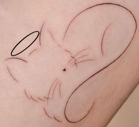 Angel Cat Drawing, Cat Angel Tattoo, Angel Cat Tattoo, Tattoo Gato, Gato Angel, Angle Tattoo, Halo Tattoo, Minimal Tattoo Designs, Minimal Tattoo Ideas