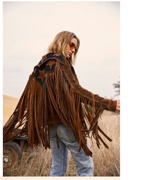 Fringe Clothing, Bohemian Diesel, Wilde Westen, Mode Hippie, Boho Cowgirl, Estilo Country, Fringe Jacket, Looks Black, Fleece Coat