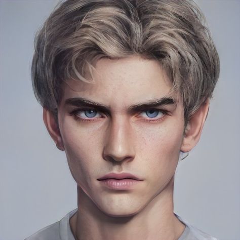 An image generated by Artbreeder. A collaborative tool for discovering images. Boy Face, Digital Portrait Art, Blonde Boys, Zodiac Art, Character Modeling, Digital Art Girl, Male Art, Digital Portrait, Character Aesthetic