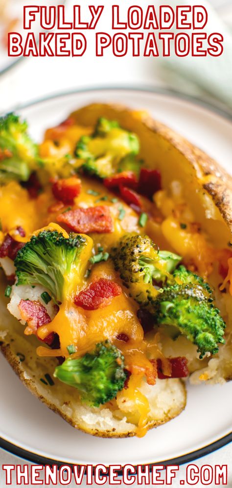 Baked Potato Broccoli Cheese, Fully Loaded Baked Potato, Double Baked Potatoes, Broccoli Cheese Bake, Baked Potato With Cheese, Cheese And Broccoli, Leftover Baked Potatoes, Baked Potato Recipe, Cheddar Cheese Recipes