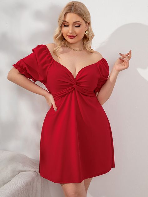 Plus Size Red Dress, Plus Size Short Dresses, Red Dress Casual, Dresses Curvy, Curvy Dresses, Dress Patterns Diy, Big Size Dress, Gala Fashion, Flowy Summer Dresses