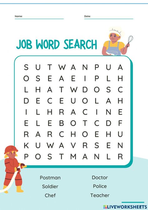 Jobs Worksheets For Kids, Esl Vocabulary, Childrens Bible, English As A Second Language (esl), English As A Second Language, School Subjects, Online Workouts, Google Classroom, Word Search