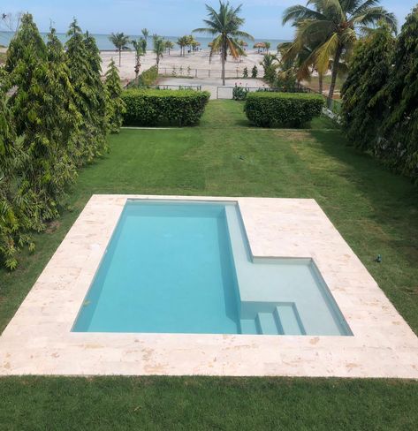 Simple Rectangle Pool, Sicily House, Cabana Ideas, Lap Pools Backyard, Backyard Refresh, Small Pools Backyard, Lap Pool Designs, Inground Pool Designs, Rectangle Pool