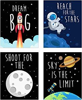 Astronomy Illustration, Boys Space Bedroom, Outer Space Room, Outer Space Posters, Space Theme Classroom, Space Posters, Rocket Art, Kids Bedroom Wall Art, Room Cute