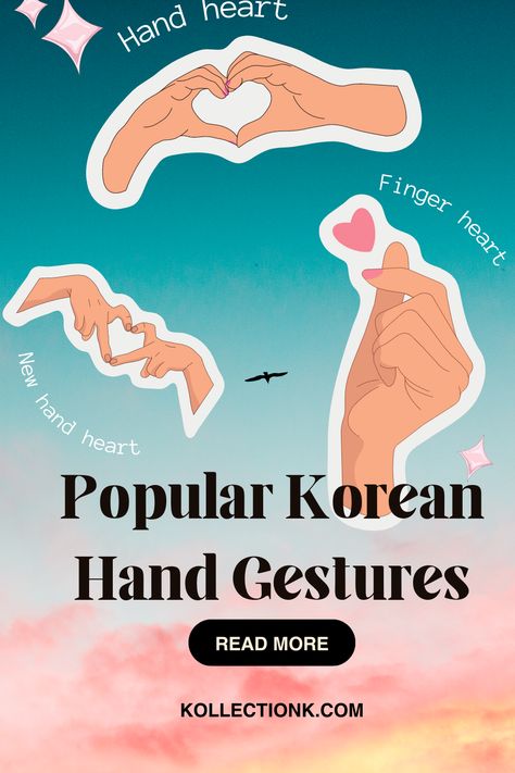 Popular Korean Hand Gestures Korean Finger Heart Aesthetic, Korean Heart Sign Hand, Finger Hearts, Heart Hand Sign, Korean Heart, Finger Hands, Finger Heart, Hand Gestures, Hand Heart