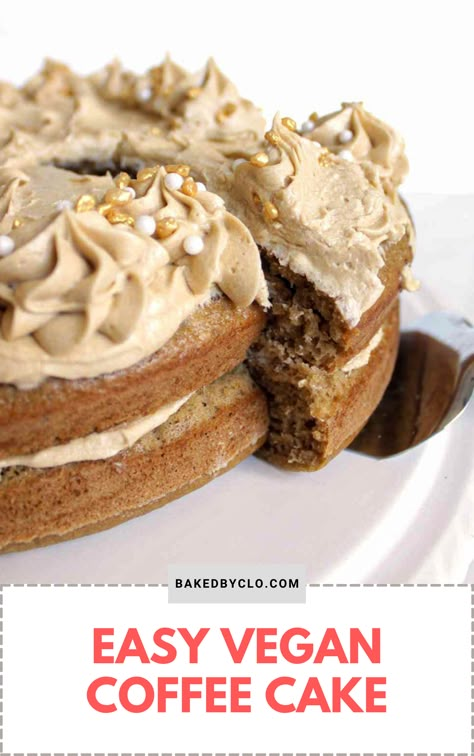 Easy Eggless Desserts, Vegan Coffee Cake Recipe, Vegan Patisserie, Vegan Fall Dessert, Vegan Coffee Cake, Brick Toast, Cake With Buttercream Frosting, Dairy Free Coffee, Vegan Coffee