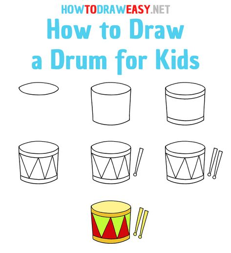 How to Draw a Drum Step by Step #Drum #DrumDrawing #HowtoDrawaDrum #EasyDrumDrawing #DrumDrawingforKids Drawing Musical Instruments, How To Draw A Drum Set, Drum Set Drawing, Drum Coloring Page, Drum Kit Drawing, Drums Cartoon, Drum Drawing, Musical Instruments Drawing, Elementary Drawing