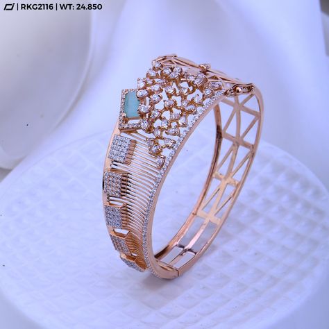 Rose Gold Kada Design For Women, Gold Ladies Bracelets, Rose Gold Kada, Diamond Kada, Gold Bangle Watch, Concept Jewelry, Antique Gold Bracelet, Gold Kada, Beautiful Jewelry Diamonds