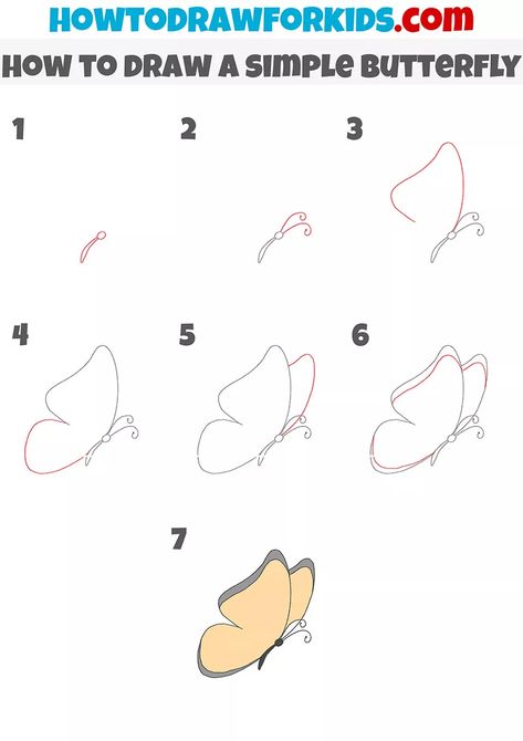 How To Paint A Butterfly Easy, Easy Bugs To Draw, Butterfly Side Profile, Insect Doodles, Diy Chest Of Drawers, Diy Chest, Draw A Butterfly, Donkey Drawing, Easy Butterfly Drawing