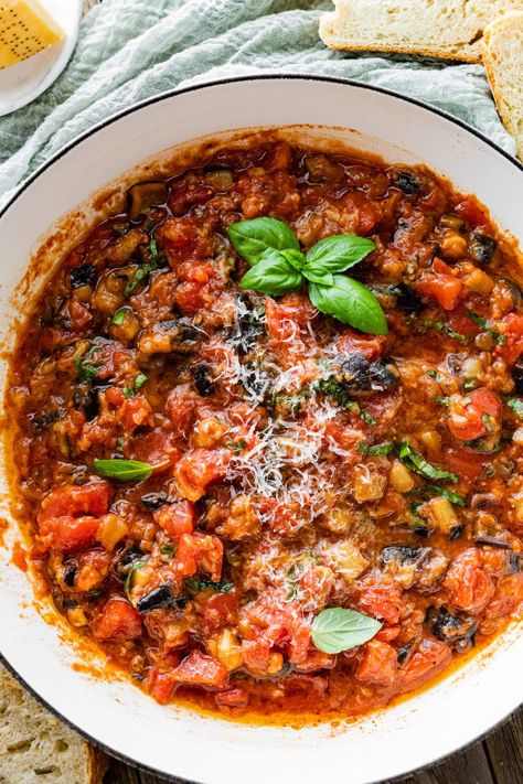 Tomatoes And Eggplant Recipe, Eggplant Tomato Recipes, Eggplant And Tomato Recipes, Sauteed Eggplant Recipes, Small Eggplant Recipes, Saute Eggplant, Eggplant Italian Sausage, Italian Sausage Eggplant Recipes, Medditeranean Eggplant Recipes