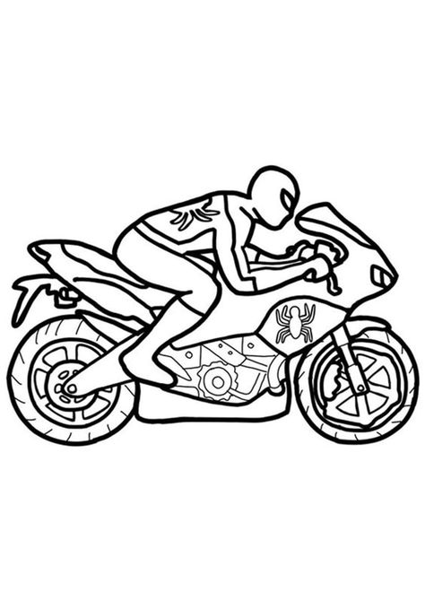 Fun Motorcycle coloring pages for your little one. They are free and easy to print. The collection is varied with different skill levels Spiderman Motorcycle, Motorcycle Coloring Pages, Motorcycle Drawing, Bike Drawing, Cars Coloring Pages, Coloring Supplies, Coloring Page Ideas, Coloring Pages For Boys, Disney Colors