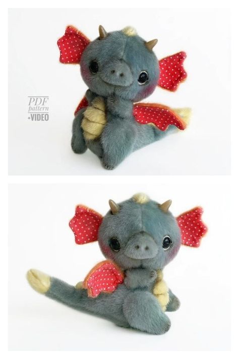 Easy Dragon Plush Sewing Pattern Dragon Doll Pattern, Dragon Plush Pattern Free, Plush Sewing, Fabric Art Diy, Teddy Bear Sewing Pattern, Geek Crafts, Fabric Sewing Patterns, Plushie Patterns, Dragon Toys