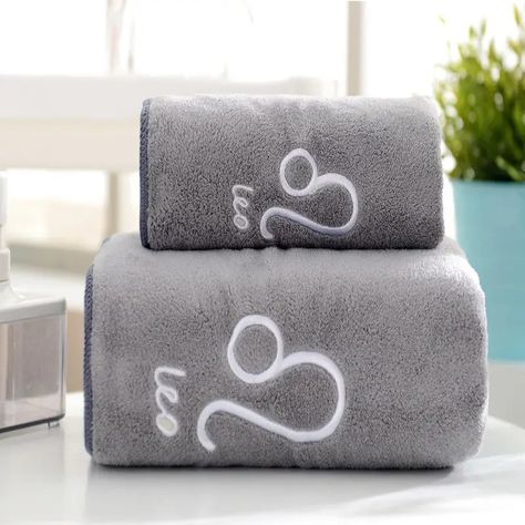 Soft Absorbent Cotton Towel With Zodiac Signs Partial Embroidery, Bathroom Funny Towel, Sweet Housewarming Gift, Bathroom Shower Towel, Home Essential - Temu Couple Bath, Best Bath Towels, Soft Bath Towels, Monogram Towels, Bath Towels Luxury, Gray Towels, Shower Towel, Body Wraps, Luxury Towels