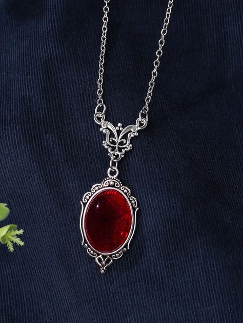 Oval Pendant NecklaceI discovered amazing products on SHEIN.com, come check them out! Medieval Jewelry, Magical Jewelry, Jewelry Accessories Ideas, Red Jewelry, Fancy Jewelry, Fantasy Jewelry, Oval Pendant, Girly Jewelry, Gothic Jewelry