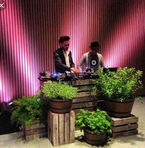 DJ setup on the stage Dj Decorations Party, Dj Decorations, Wedding Dj Booth, Wedding Dj Setup, Underground Bar, Dj Stand, Dj Table, Dj Event, Dj Stage