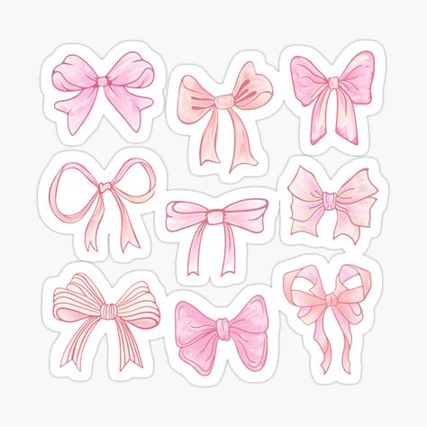 Get my art printed on awesome products. Support me at Redbubble #RBandME: https://www.redbubble.com/i/sticker/Pink-Coquette-Aesthetic-Ribbon-Bow-Watercolor-Doodle-by-abihooper/163582084.EJUG5?asc=u Aesthetic Stickers For Journaling, Cute Stickers Ideas Aesthetic, Aesthetic Journaling Stickers Printable, Cute Aesthetic Stickers For Journal, Sticker For Scrapbook, Stickers Journal Aesthetic, Doodles For Scrapbook, Doodles Scrapbook, Border Sticker