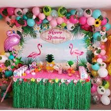 Tropical Birthday Theme, Flamingo Birthday Decorations, Tropical Birthday Decorations, Flamingo Themed Party, Tropical Birthday Party, Luau Party Decorations, Pink Party Decorations, Hawaiian Party Decorations, Flamingo Birthday Party