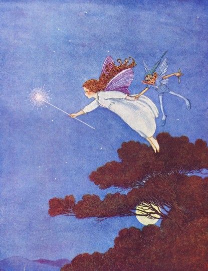 Ida Rentoul Outhwaite Fairy Flying, Ida Rentoul Outhwaite, Fairies Flying, Fairy Paintings, Elves And Fairies, Kampot, Fairy Wands, Vintage Fairies, Flower Fairies