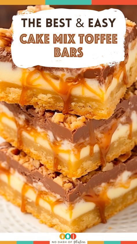 Zero Bar Cake, Almost A Candy Bar Recipe, Toffee Cake Bars, Toffee Desserts Easy, Easy Dessert To Take To A Party, Desserts To Make With Condensed Milk, Crunch Bar Cake, Ooey Gooey Cake Mix Bars, Non Chocolate Desserts Easy