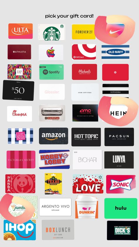 Best Gift Cards, Chick Fil A, Christmas Wishlist, Body Works, Pacsun, Sephora, Fun Sports, Create Yourself, Best Gifts