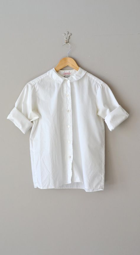 Vintage White Short Sleeve Blouse, Vintage White Cotton Blouse, Vintage White Retro Blouse, 1950s Blouse, 1950s Style Short Sleeve Cotton Top, Perfect White Shirt, Pretty Blouses, Blouse Vintage, White Shirts