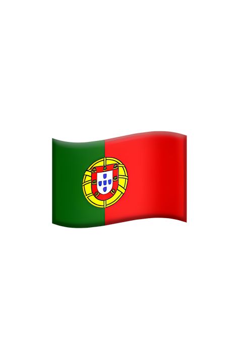 The emoji 🇵🇹 depicts the flag of Portugal, which consists of a rectangular shape divided into two vertical stripes - the left one is green and the right one is red. In the center of the flag, there is a coat of arms that features a shield with seven castles and five blue shields with white dots arranged in a cross. Above the shield, there is a white curved band with the national motto "Ordem e Progresso" (Order and Progress) written in green letters. Flag Of Portugal, Flag Portugal, Brazil And Portugal Flag, Portugal Stickers, Flag Emoji, Apple Emojis, Portugal Flag, Green Letters, Blue Shield