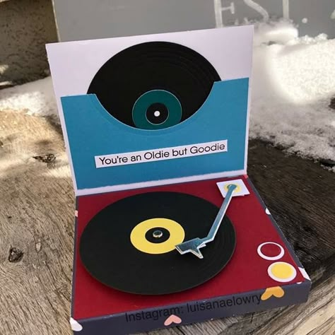 Record Card, Diy Birthday Cards, Cricut Birthday Cards, Lp Music, Musical Cards, Cards For Men, Mft Cards, For The Record, Boy Cards