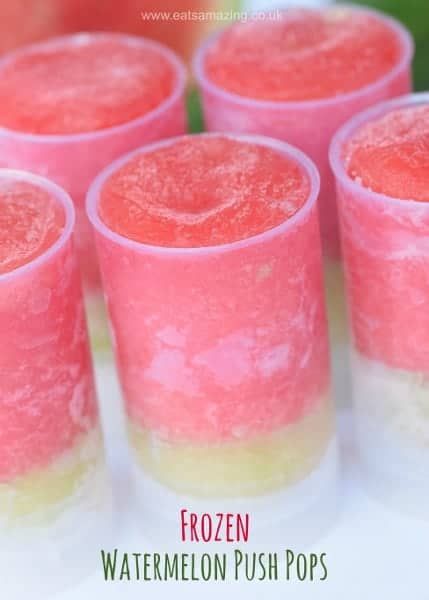 Frozen Watermelon Push Pops recipe tutorial from Eats Amazing UK - quick easy healthy snack for summer - fun food for kids Push Pops Recipes, Fun Food For Kids, Watermelon Hacks, Easy Healthy Snack, Food For Kids, Snack Shack, Frozen Watermelon, Push Pops, Quick Healthy Meals