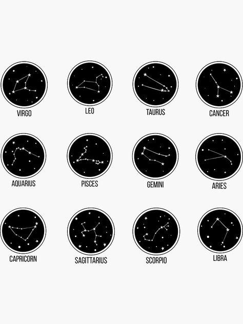 Zodiac Stickers Printable, Constellation Stickers, Zodiac Party, Astrology Stickers, Moon Symbol, Elements Tattoo, Door Decs, Small Stickers, Moon Symbols