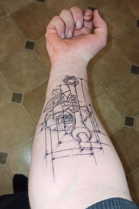 Schematic Tattoo Ideas, Blueprint Tattoo, Robot Arm Tattoo, Cyberpunk Circuit Tattoo, Tool Tattoo, Army Tattoos, Tattoo Now, Forearm Tattoo Men, Forearm Tattoos