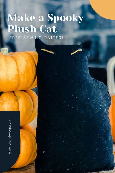 Black Cat Plush, Black Linen Pants, Farmhouse Crafts, Free Sewing Pattern, Handmade Projects, Black Kitten, Fabric Scissors, Sewing Needle, Create And Craft