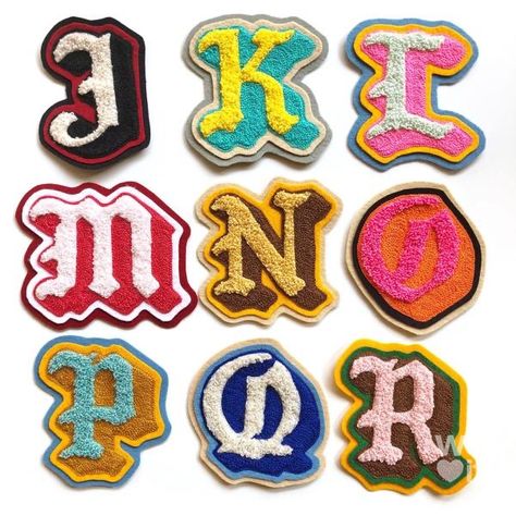 English Font, Old English Font, Spiral Tie Dye, Chain Stitch Embroidery, 자수 디자인, Custom Letters, Letter A, Red Aesthetic, Embroidery Patches