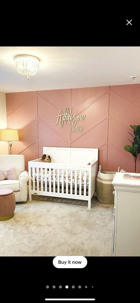 White Wash Nursery Furniture, Blush Colored Nursery, Dusty Rose And Gold Nursery, Mauve And Tan Nursery, Rusty Pink Nursery, Blush Accent Wall Nursery, Blush Pink Accent Wall Nursery, Blush Nursery Paint, Pink Shiplap Wall Nursery