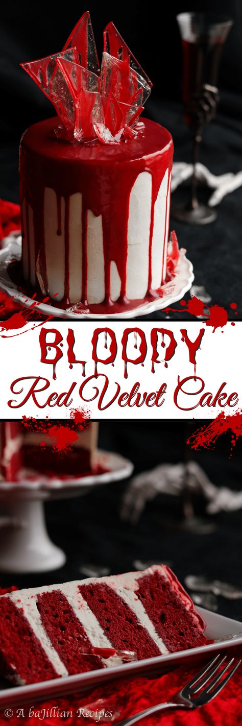 Red Velvet Cake Moist, Red Velvet Cake Frosting, Almond Joy Pie, Swiss Meringue Buttercream Frosting, Splatter Cake, Meringue Buttercream Frosting, Drip Cake Recipes, Scary Halloween Cakes, Red Chocolate