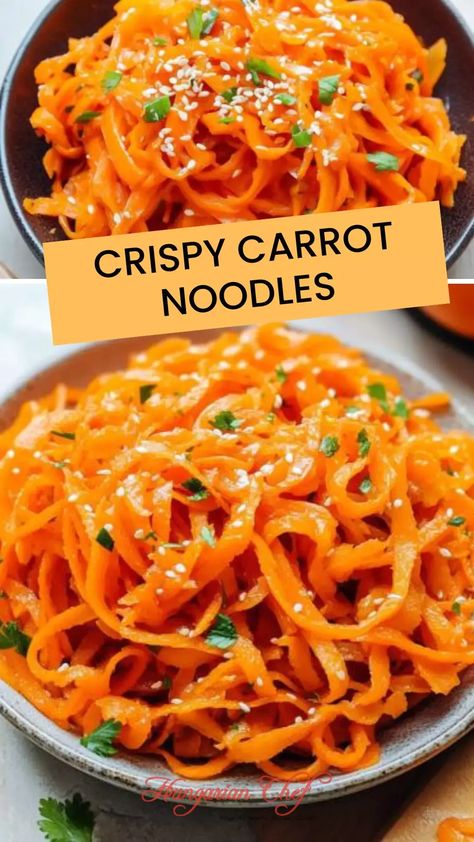 Crispy carrot noodles – Hungarian Chef Carrot Noodles Recipes, Carrot Noodles, Easy Weeknight Dinner, Hungarian Recipes, Dinner Appetizers, Creamy Mashed Potatoes, Beef And Noodles, Meatloaf Recipes, The Dinner