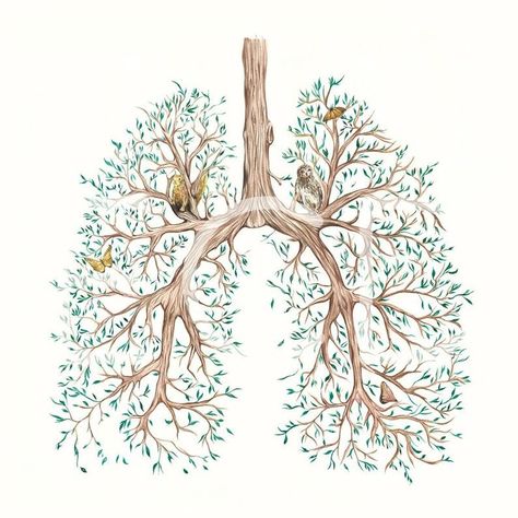 Tree Lungs, Watercolor Anatomy, Lungs Art, Medical Artwork, Meditation Wall Art, Medical Office Decor, Mindfulness Art, Biology Art, Bio Art