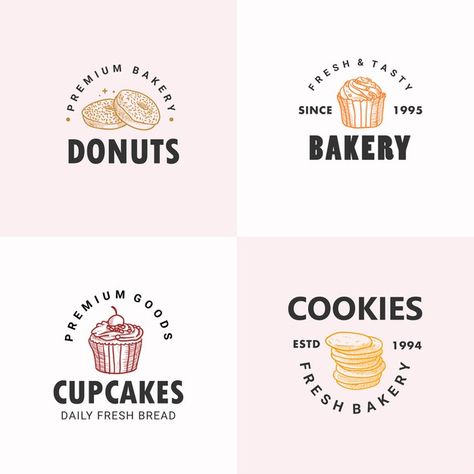 Sweets Logo, Cookie Logo, Bakery Logos, Create A Business Logo, Vintage Bakery, Cupcake Logo, Donut Muffins, Cupcake Cookie, Flat Art