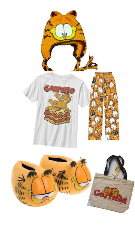 Outfit Garfield cool outfit swag shoes shirt bag pants Garfield Outfit, Garfield Costume, Fat Orange Cat, Garfield Pictures, Garfield Images, Silly Clothes, Garfield Cat, Cute Presents, Cool Outfit