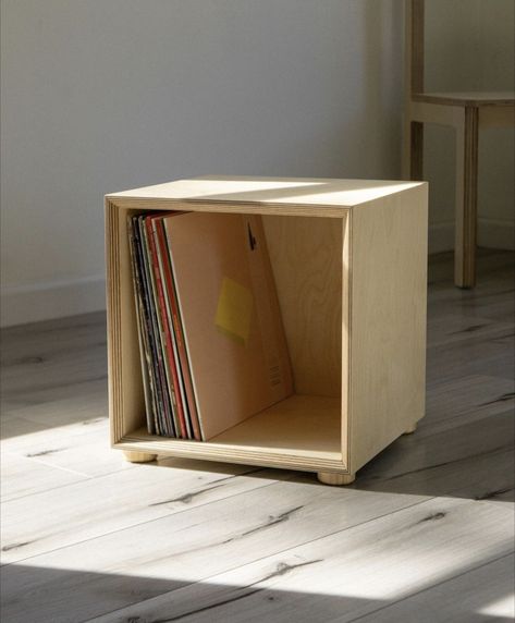 Plywood Box Diy, Vinyl Record Furniture, Diy Furniture Building, Plywood Design, Furniture Design Inspiration, Plywood Boxes, Furniture Design Chair, Vinyl Record Storage, Box Diy